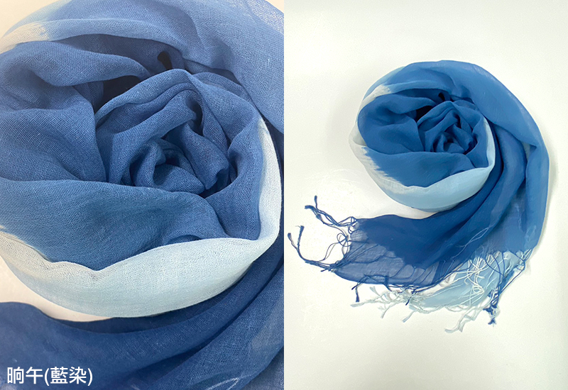 天染工坊 山鄉組曲— 天然藍靛多層次疊染棉圍巾-晌午(藍染)